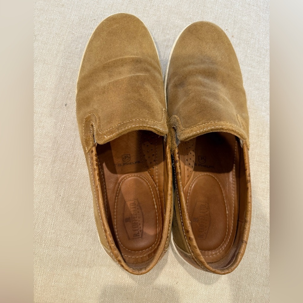 Men's T.B. Phelps suede slip on shoes with crocodile leather accents size 10 - Picture 3 of 6